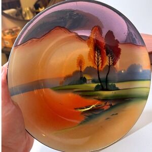 VTG Chikaramachi Hand Painted Japan Bowl Sunset Landscape Noritake Style Scenic